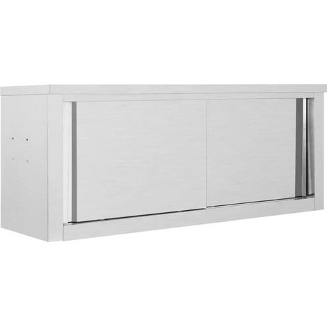 Armario de cocina mural con puertas correderas 120 x 40 x 50 cm diseño higiénico fácil de limpiar acero inoxidable 020046015 (1/5)