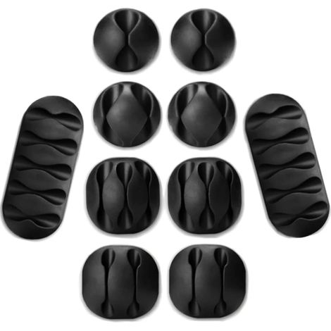 Lot de 10 clips de fixation en silicone pour câbles, clips de gestion de câbles auto-adhésifs, organiseur de câbles, organiseur de câbles de charge USB (1/5)