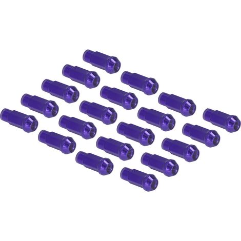 Lot de 20 écrous de roue M12x1,5 avec douille pour clé, haute dureté, de remplacement pour Ford Focus (violet). (1/5)