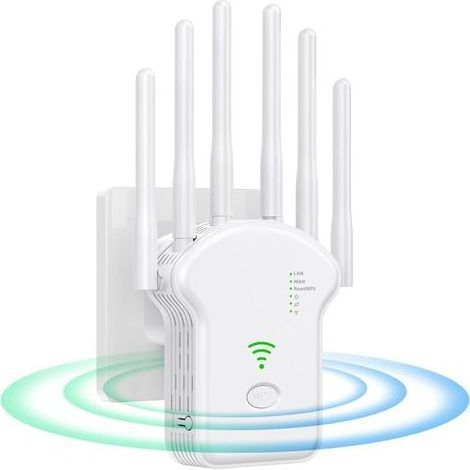 Répéteur WiFi Puissant, 1200Mbps Amplificateur WiFi sans Fil Puissant 5GHz & 2.4GHz avec Modes Répéteur/Routeur/AP, WiFi Extender Compatible avec Toutes Les Box