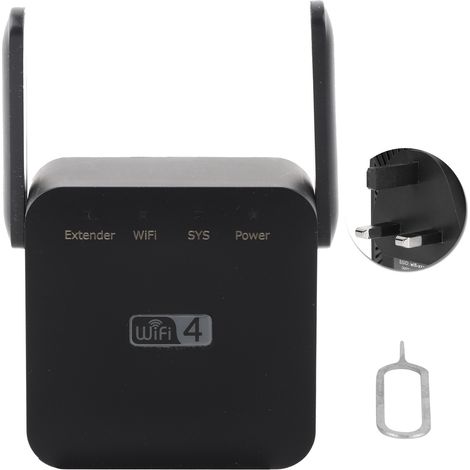 Répéteur WIFI Mini Double Antennes Amplificateur Signal 300Mbps Noir 100‑240V Prise UK Prolongateur Portée (1/5)