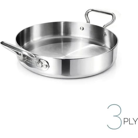 AGNELLI Tegame Aluinox 3PLY con 2 Manici Inox 28x6 Cm