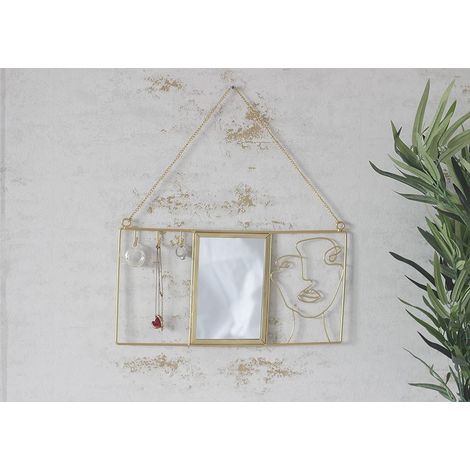Jewellery Hanger with Mirror Decorative Gold Face Hanging Display Hooks D�cor (1/5)