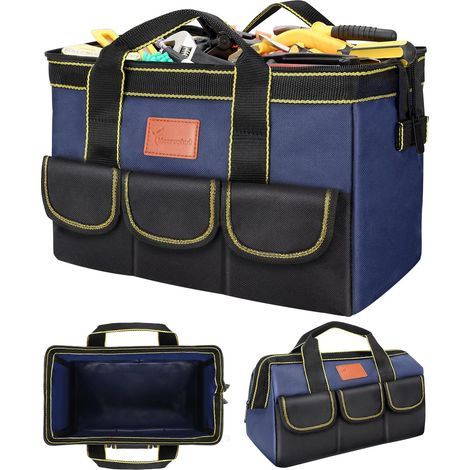 1 Sac À Outils 31cm, Fond Dur Étanche, Multiples Poches, Pour Électriciens Charpentiers Mécaniciens (1/5)