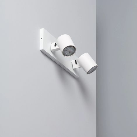 Strahler Doppelt Schwenkbar Aluminium Gylu für Glühbirne GU10 Weiß (1/5)