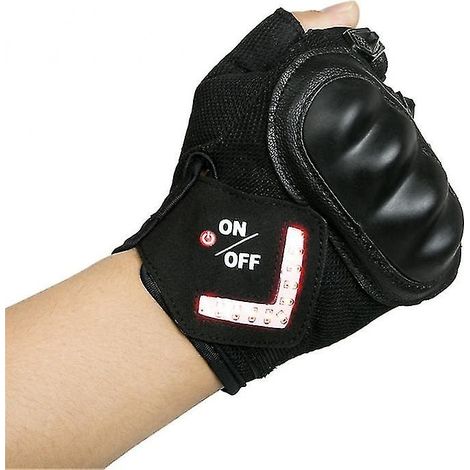 Gants de cyclisme à double capteur de force avec clignotant intégré et demi-doigts, avertissement automatique (1/5)