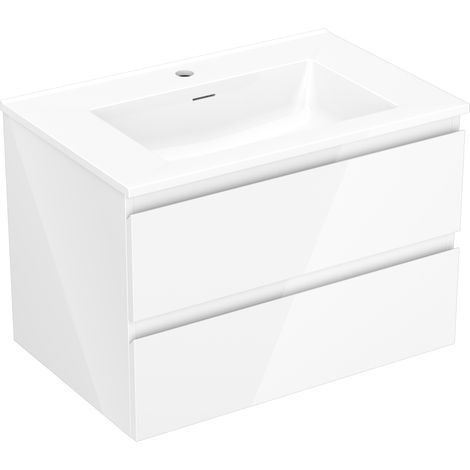 Mexen Orio mobiletto da bagno 70 cm con lavabo Otis, 2 cassetti, bianco lucido - 91A10-07047-2-BFF00-W18M00 (1/5)