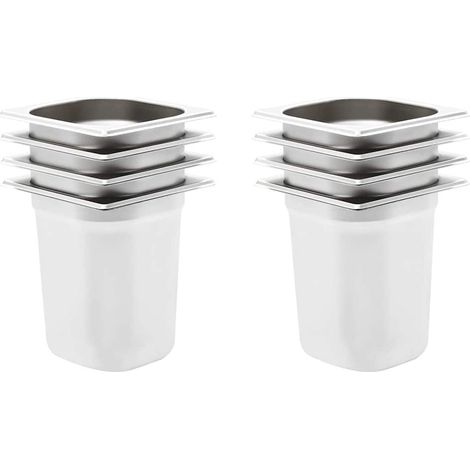 vidaXL Bandejas Gastronorm 8 unidades GN 1/6 200 mm acero inoxidable (1/4)