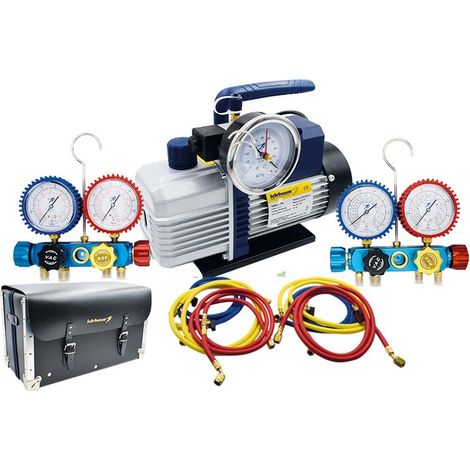 Kit stazione di vuoto e carico Carryline pompa da 100lt completa di borsa, gruppi manometrici, tubi flessibili e attacchi