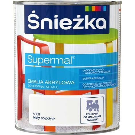 Smalto acrilico Supermal per legno e metallo A300 bianco semilucido 0,8 l (1/2)