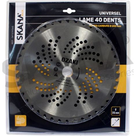 Lama in acciaio con denti a punta in carburo ø: 255 mm foratura: 25,4 mm spessore: 1,3 mm per decespugliatori da 35 cc in su