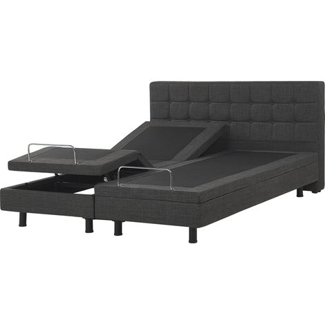 Lit Double Ajustable Electrique en Tissu Gris Foncé 160 x 200 cm avec Réglage par Télécommande pour Chambre au Style Transitionnel ou Moderne Beliani
