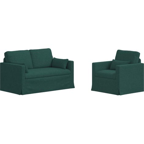 Ensemble de Canapés 2 pcs  Salon de jardin Vert foncé 139 x 78 x 80 cm tissu