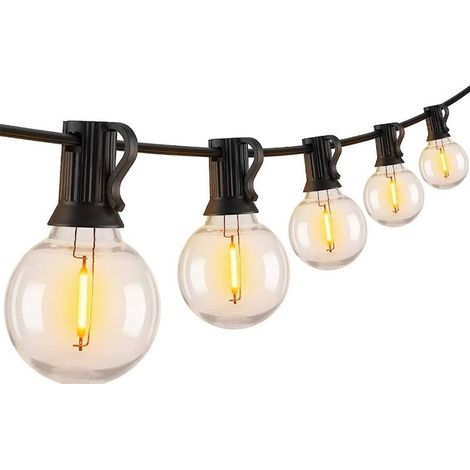 Guirlande lumineuse d'extérieur, 15M LED colorées, étanche, peut être connectée à des guirlandes décoratives, convient pour le jardin, la fête, le gala, la terrasse, Noël, blanc chaud- (1/5)