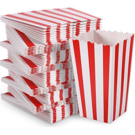 Boîtes à Pop-Corn, Bonbons Conteneur Popcorn Carton pour Collations Chips Bâtonnets de Bretzel Fête Mariage (1/5)