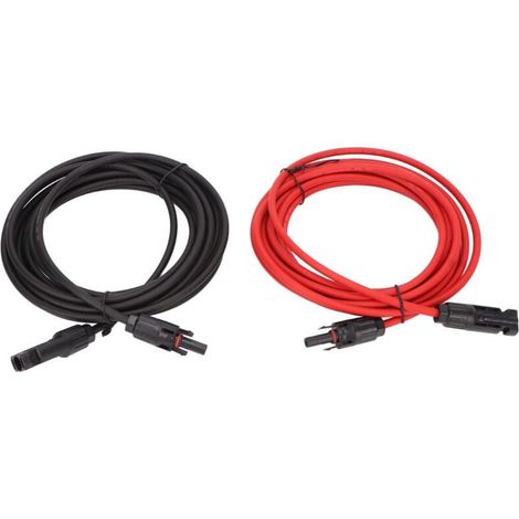 Cavo di prolunga solare 1 paio 2m rosso e nero, connettore IP68, cavo puro, per pannelli solari e sistemi fotovoltaici (1/4)