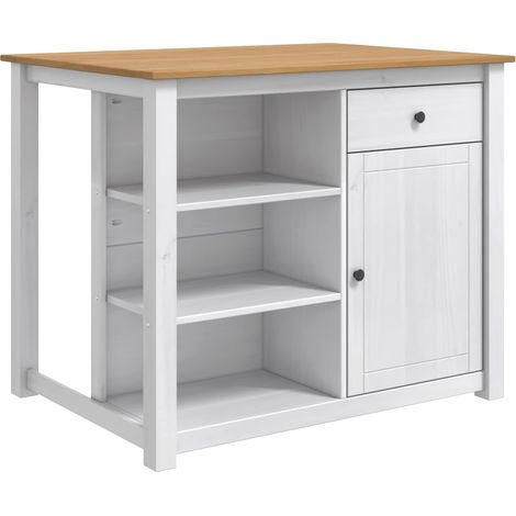 Küchentrolley PANAMA 2 pcs Weiß und Honigwachs 112 x 77 x 90 cm vidaXL