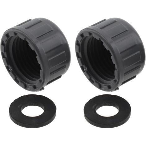 Paquete de tapones roscados con juntas de goma - Rosca hembra redonda de 32 mm - Conector de PVC para sellado de extremos de tuberías - Accesorios de fontanería de PVC gris - Tamaños de tubería (1/5)
