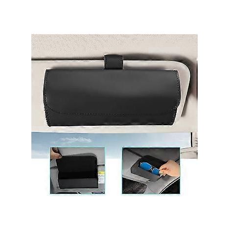 Brillenhalter für die Sonnenblende im Auto, Organizer-Etui für Sonnenbrillen und Brillen, Auto-Innenausstattung, passend für alle Automodelle (Schwarz) (1/5)