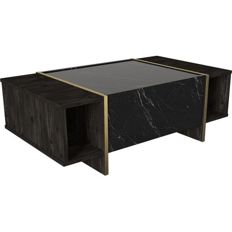 Couchtisch aus Holz "Veyron" - 103 x 60 x 37 cm - SchwarzGold (1/5)
