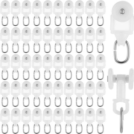 Ensemble de 20 roulettes silencieuses pour rail de rideau/rideau de douche (diamètre 12 mm). (1/5)