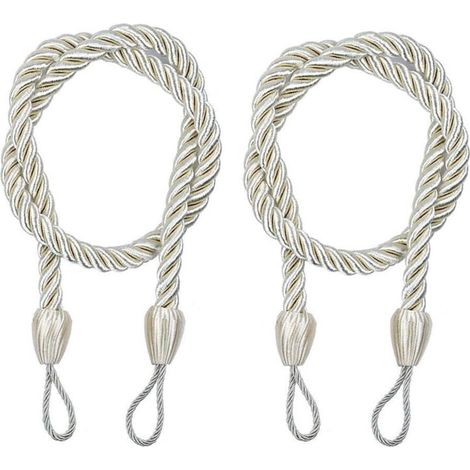 Juego de dos alzapaños de cortina de algodón beige, longitud ajustable (68,5 cm), decoración de ventana de estilo rústico, adecuados para cortinas ligeras y pesadas. (1/2)