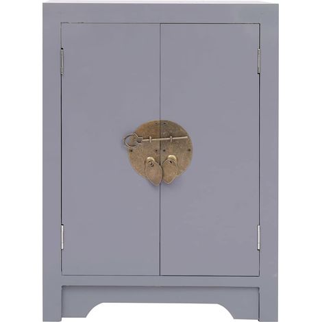 Maison Exclusive - Comodino Grigio 38x28x52 cm in Legno di Paulownia