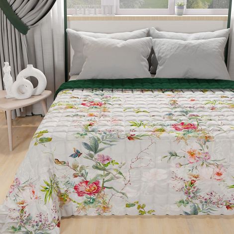 Couvre-lit d'été 220x260 cm 100 g/m² Double Face, Couette légère pour lit Une Place et demie, Printemps, Modèle Spring Gris, 100% Fabriqué en Italie (1/5)