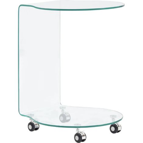 Table d'appoint arrondi sur roulettes verre trempé transparent Niu (1/5)