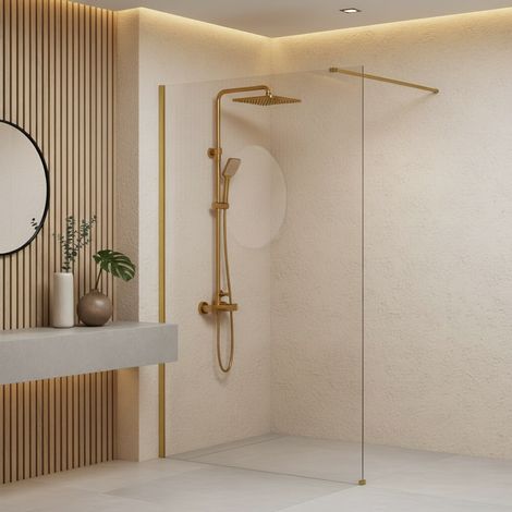 MAMPARA DE DUCHA FIJA REA FLEXI 110 WALK-IN BRUSHED GOLD (1/4)