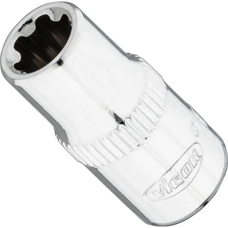 VIGOR T+ Steckschlüsseleinsatz, V7920-EP8, 1/4 Zoll (6,3 mm) Vierkant, E+ Profil, SW E8+ (1/2)