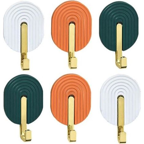 Lot de 6 crochets auto-adhésifs pour suspendre serviettes, manteaux, peignoirs et clés crochet mural étanche pour cuisine, salle de bain, bureau, placard, toilettes. (1/5)