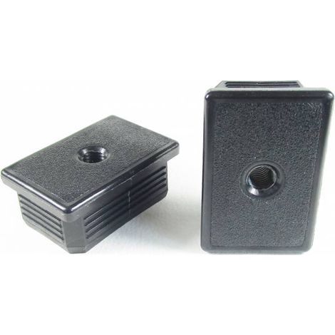 Ajile - Embout plastique rectangulaire pour tube 60 x 40 mm avec trou fileté diam. 10 mm (M10) (1/3)