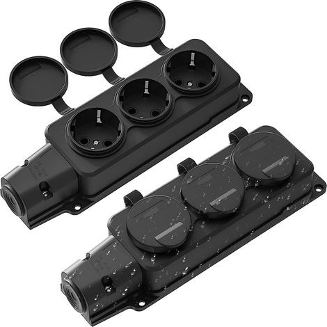 Outdoor Waterproof Power Sockets, IP54 Box with Flip-Top Covers, Outdoor Power Strips, 16A Max 3500W for Garden, Outdoor - 2 Units (1/5)