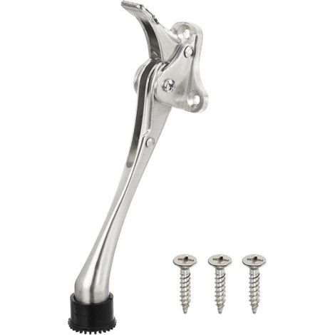 Tope de puerta basculante, Tope de puerta, Tope de puerta basculante, Con pie de goma y tornillo, Aleación de zinc, Plata cepillada - 17,5 cm (1/5)
