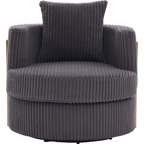 Poltrona girevole 360° in tessuto teddy grigio, 2 pezzi, con contenitore (1/5)