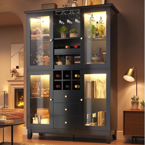 Credenza con LED RGB controllati da app, 120 x 40 x 180,5 cm, MDF, nero (1/5)