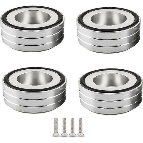 Pieds d'isolation audio en aluminium pour amplificateur, 58 x 22 mm, avec coussinets d'isolation pour platine vinyle, haut-parleurs et amplificateurs. (1/4)