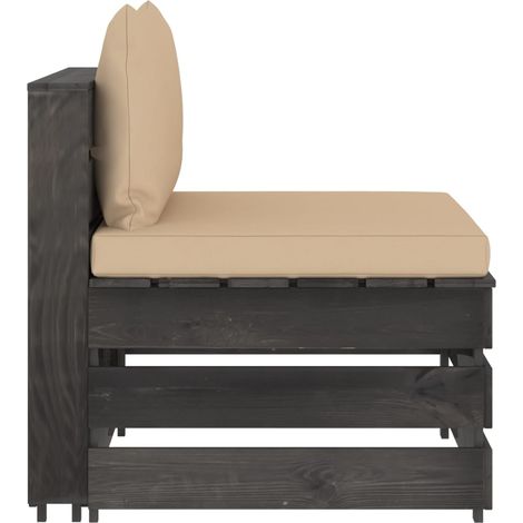 Canapé central，Canapé d'extérieur，Sofa de jardin sectionnel avec coussins Bois imprégné de gris CFW497101 (1/5)