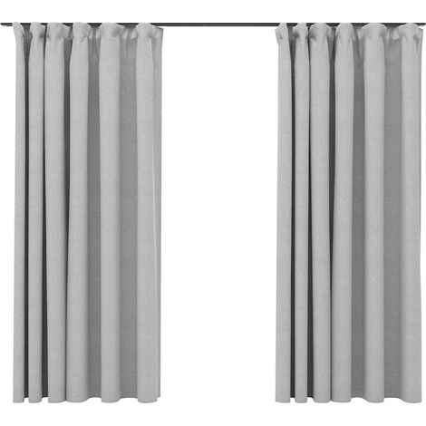 Maison Exclusive - Rideaux occultants aspect lin avec crochets 2pcs Gris 140x175cm (1/5)