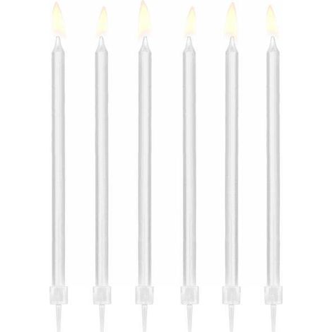 Candeline di compleanno, semplici, bianche, 14 cm, 12 pezzi. (1/2)