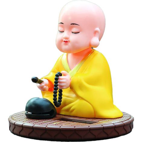 moine solaire décoratif statuette de Bouddha à tête (1/5)