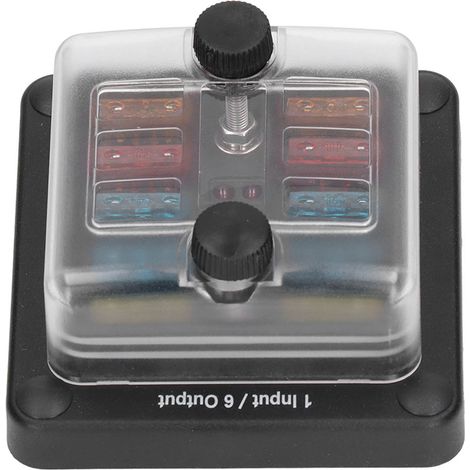 Wasserdichter 6-fach-Sicherungskasten mit LED-Anzeige, Flachsicherungshalter für Auto, Boot, Wohnmobil, Schutzart IP65, inklusive Klemmen (1/5)