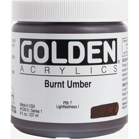 Peinture acrylique - GOLDEN - Burnt Umber - 236ml - Marron - Haute résistance à la lumière