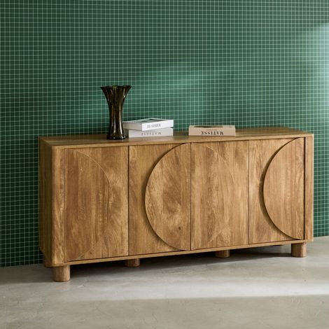 Buffet décor bois de manguier 4 portes 155cm Pondi