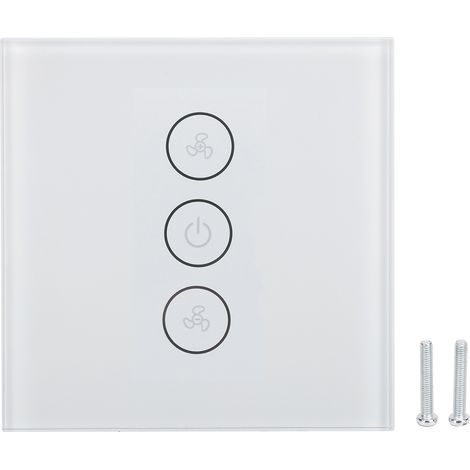 Intelligenter WLAN-Dimmer, Lüfterschalter, drahtloser Timer, Sprachsteuerung per App für Tuya 110–240 V 50/60 Hz, weiß (1/5)