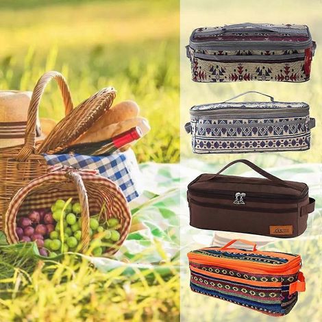 Sac de rangement de camping en toile Oxford, sac fourre-tout grande capacité pour la vaisselle d'extérieur (1/4)