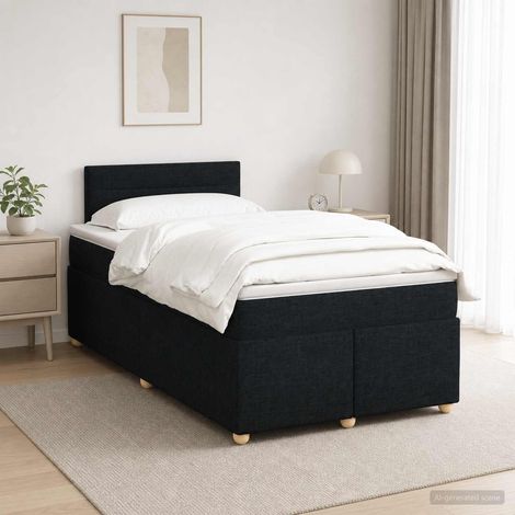 vidaXL Lit boxspring avec matelas Noir 120 x 200 cm Tissu (1/5)