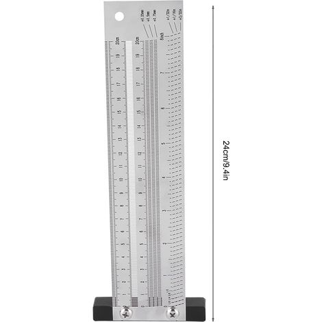 Ultrapräzises Markierungslineal, metrische Version aus Edelstahl, Anreißlineal für die Holzbearbeitung, hochpräzises T-Quadrat-Messwerkzeug (8 Zoll)