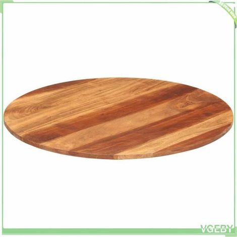 Dessus de table rond en acacia massif 70 cm, 15–16 mm, finition vernie marron miel (1/5)